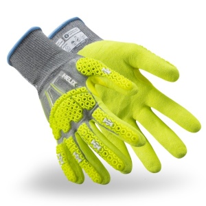 Helix Gloves Nylon Gray Shell w Hi-vis Sandy Nitrile Palm Coating, 1 PR # 3014IMP