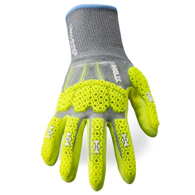 Helix Gloves Nylon Gray Shell w Hi-vis Sandy Nitrile Palm Coating, 1 PR # 3014IMP - Image 5