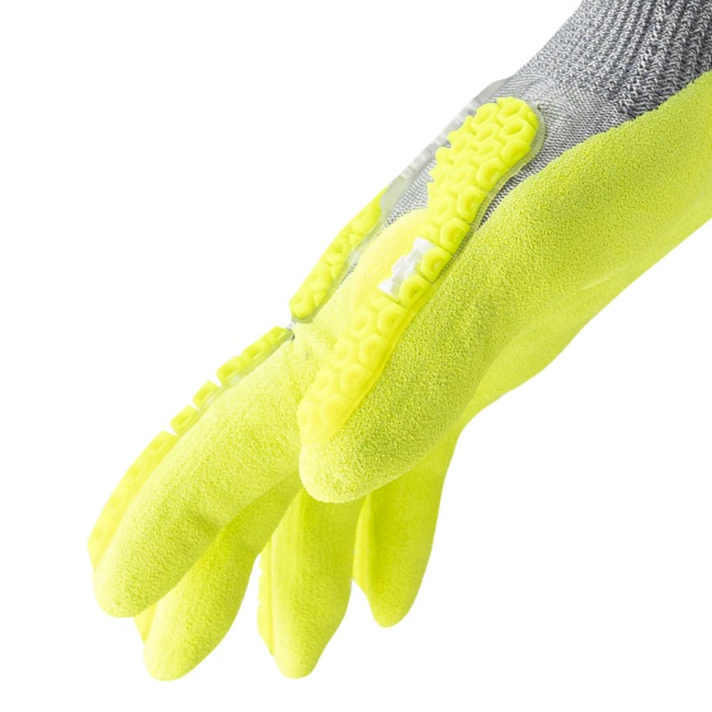 Helix Gloves Nylon Gray Shell w Hi-vis Sandy Nitrile Palm Coating, 1 PR # 3014IMP - Image 2