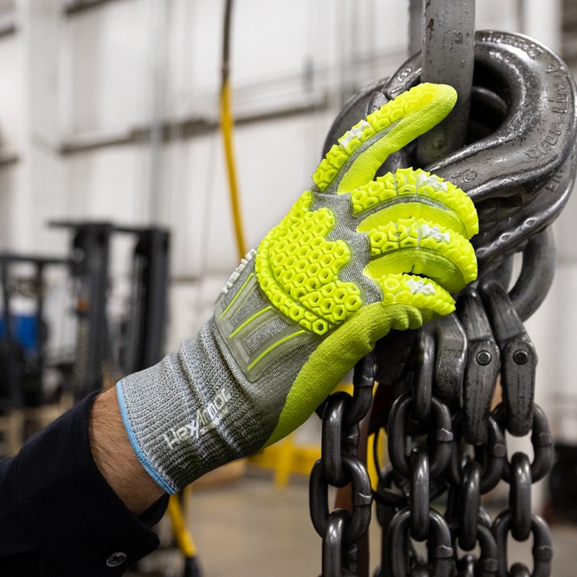 Helix Gloves Nylon Gray Shell w Hi-vis Sandy Nitrile Palm Coating, 1 PR # 3014IMP - Image 4