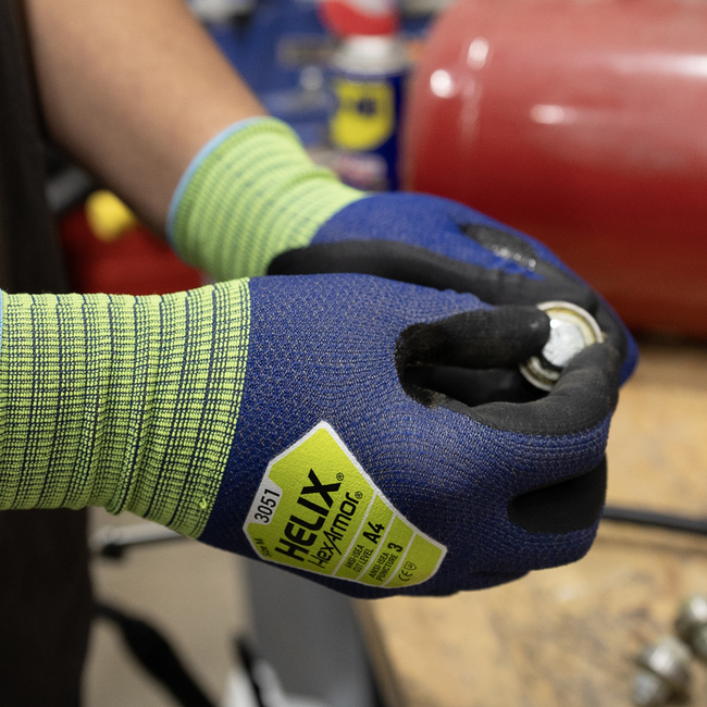 Helix 21g HPPE/Nylon Blue A4 with Black Foam Nitrile Coating, 1 PR #3051 - Image 3