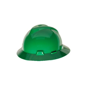 V-Gard Slotted Full-Brim Hat, Green, w/Fas-Trac III Suspension , 1 EA #475370-Logo (Logo Included)