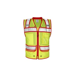 Class 2 Color Contrast High Performance Surveyors Vest, Lime/Red , 1 EA #S5043
