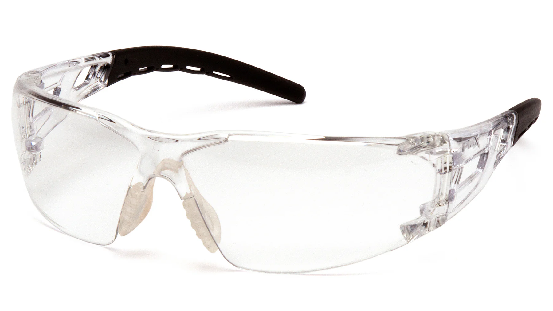 Fyxate Safety Glasses - Clear Lens - H2X AntiFog, Dielectric. Rubber temple tips and nosepiece. Single wraparound lens.MOQ 12 #SB10210ST